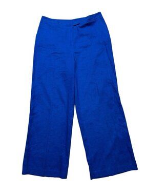 Anne Klein Blue Linen Blend Wide Leg Pants Women Size 16 High Rise